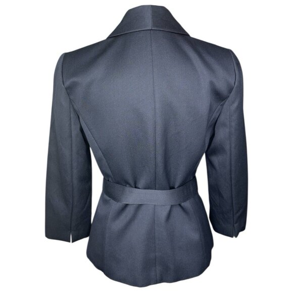 Tahari Women's NWT Admiral Navy Jocelyn Tencel Wool Belted Jacket 4/C35.25‎ - Picture 4 of 15